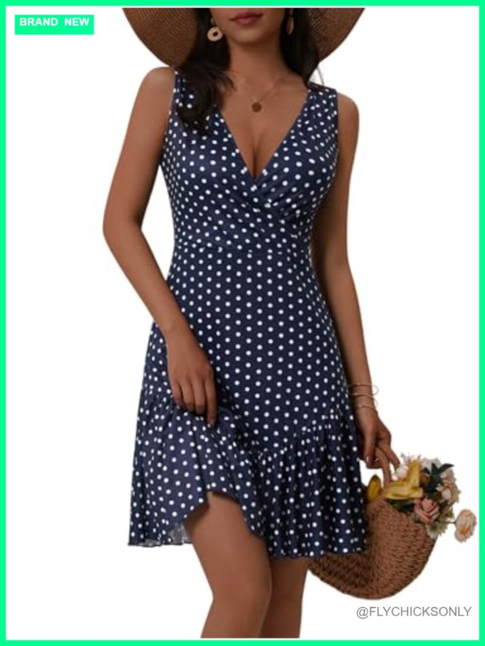 Sleeveless Wrap V Neck Ruffle Hem Mini Dress